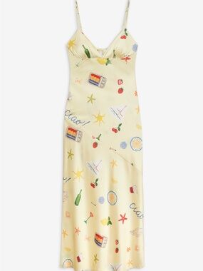 For Love & Lemons Huda Maxi Dress Yellow Summer Vacation Print | S | NWT